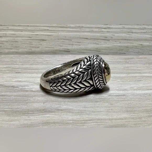 Designer JAI John Hardy Sterling Silver/14 K Gold Basket Weave Ring, Size 5 - Picture 4 of 8